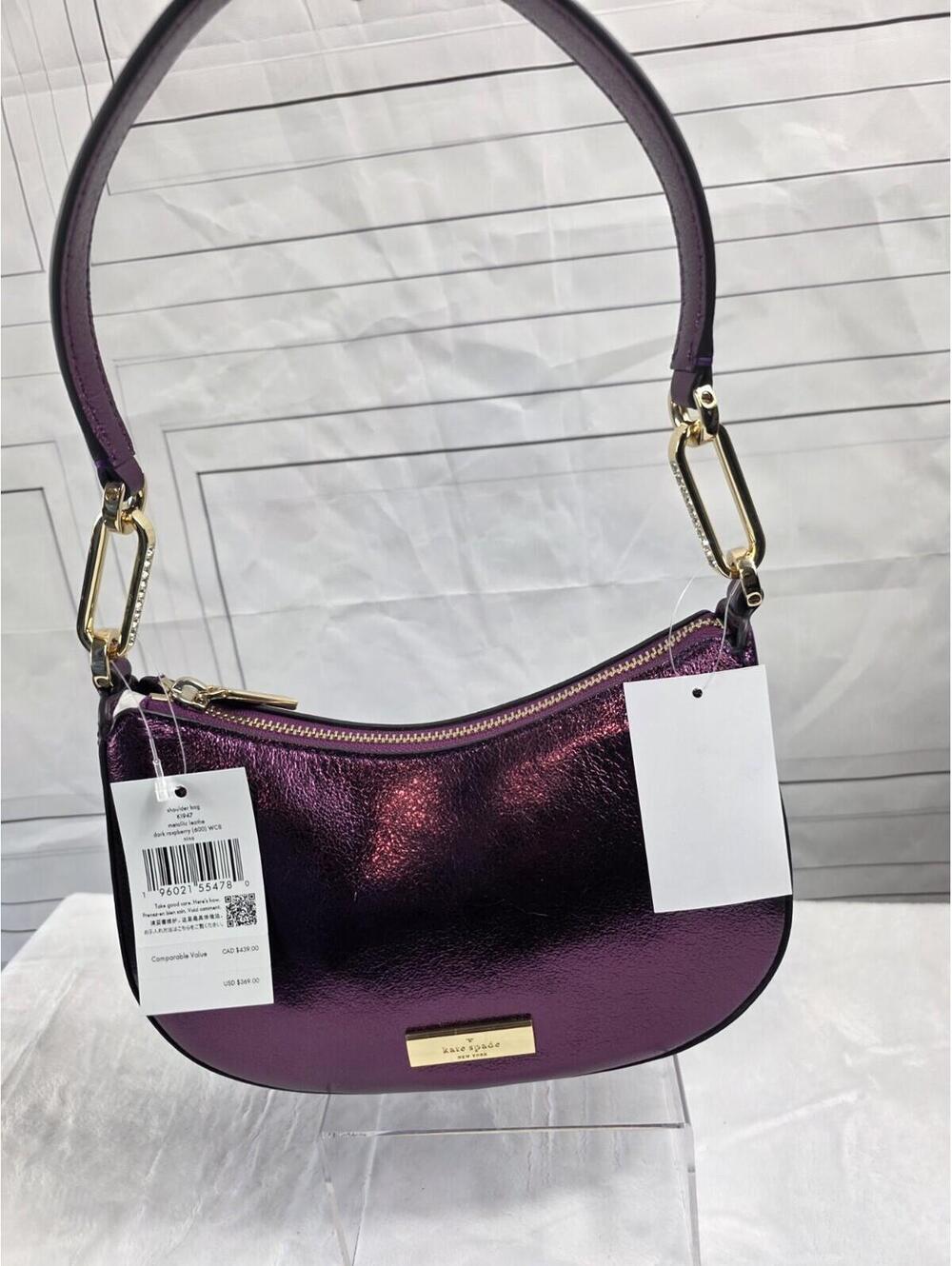 Kate Spade Nina Shoulder Bag In Dark Raspberry Metallic Leather Be Hot And 1 Of